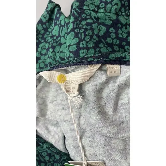 NWT Boden Jersey Midi Dress Floral Modest Cottagecore Blue Green Women's US 12L - Picture 10 of 15
